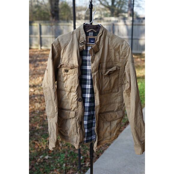 Gap Full Zip Jacket Pockets Buttons Tech Utility Army Military Anorak - Picture 2 of 6